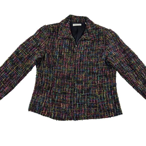 Coldwater Creek Artsy Art to WearTextured Multi Color Tweed Jacket Women's 12 - Picture 2 of 8